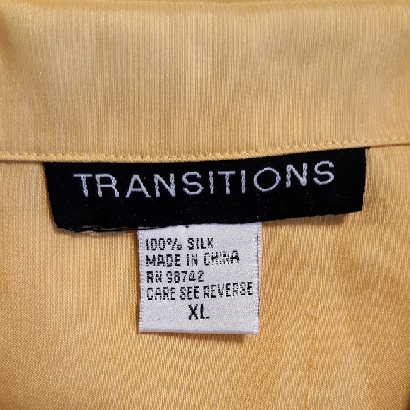 Transitions silk button down top shirt sz XL - Picture 4 of 4